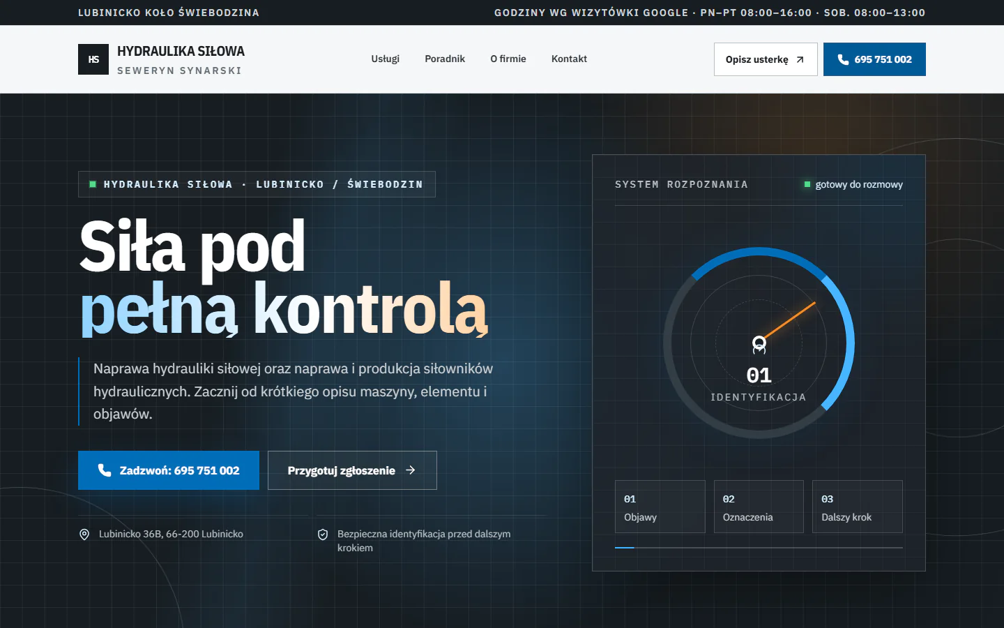Hydraulika Siłowa Synarski — prawdziwy zrzut projektu